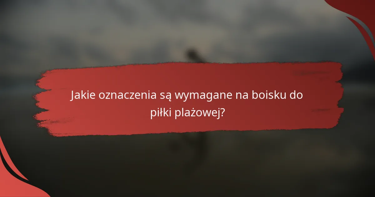 Jakie oznaczenia są wymagane na boisku do piłki plażowej?